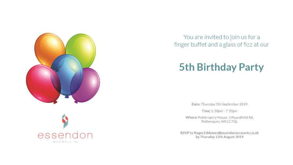 If you would like to come along to the Essendon Accounts & Tax 5th Birthday Party then do RSVP to me soon!